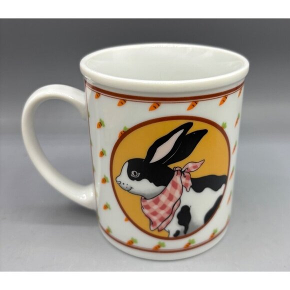 Vtg Porcelain Bunny Carrot Print Mug Coffee Tea - Picture 4 of 5